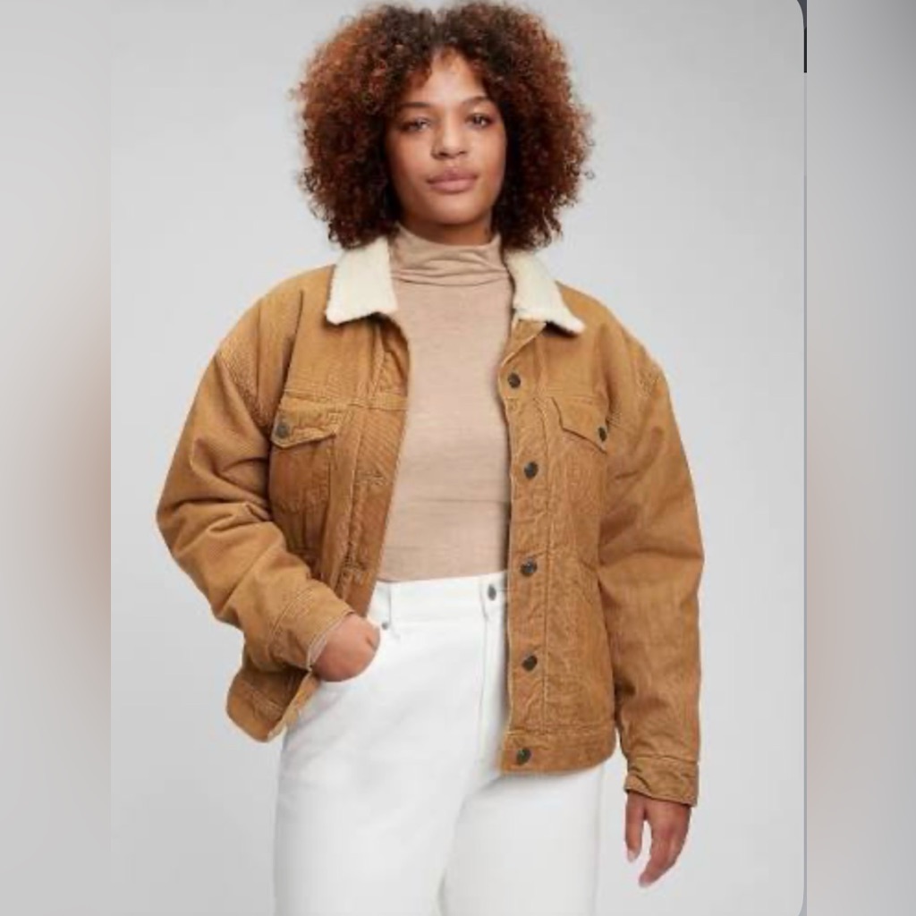 Arizona Caramel Corduroy Trucker Style Jacket With Sherpa Collar